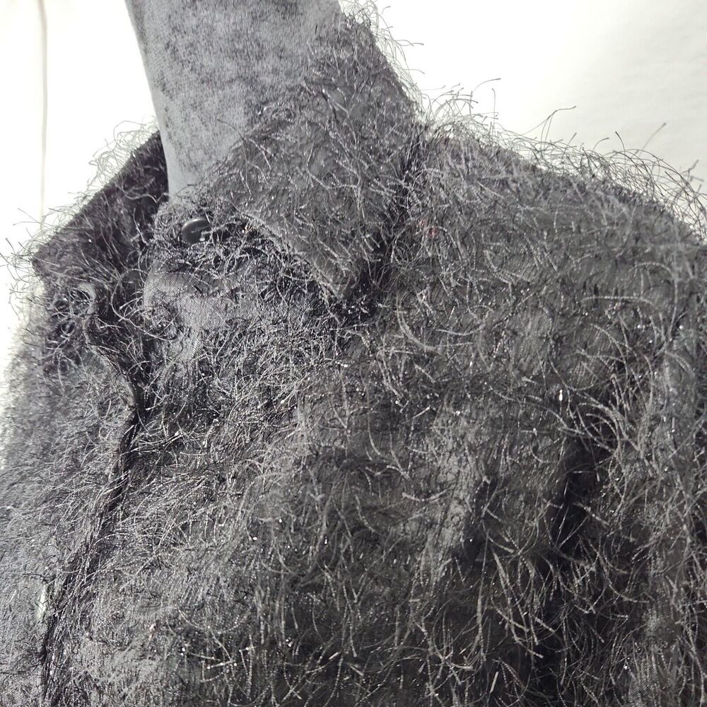 Creative Design Works Womens Button Up Eyelash Shirt Size M Black Long Sleeve - Picture 9 of 11